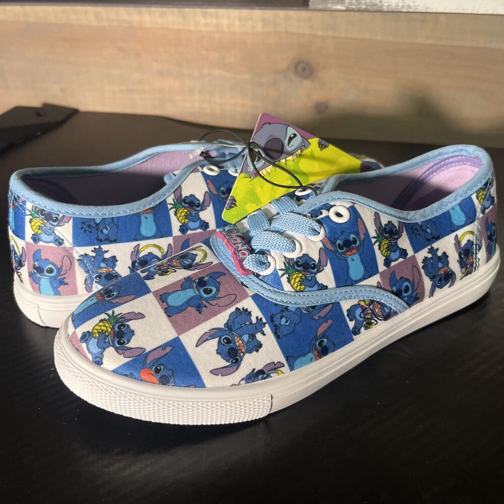 DISNEY LILO & STITCH GRID LACE-UP SNEAKERS WOMENS SHOES Size 7